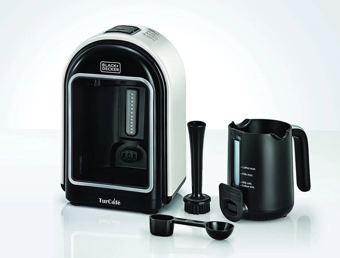 BLACK+DECKER 735W 300ML TURKISH COFFEE MAKER, 4-5 CUPS WITH MILK WARMER AND HOT CHOCOLATE MAKER TCM730-B5