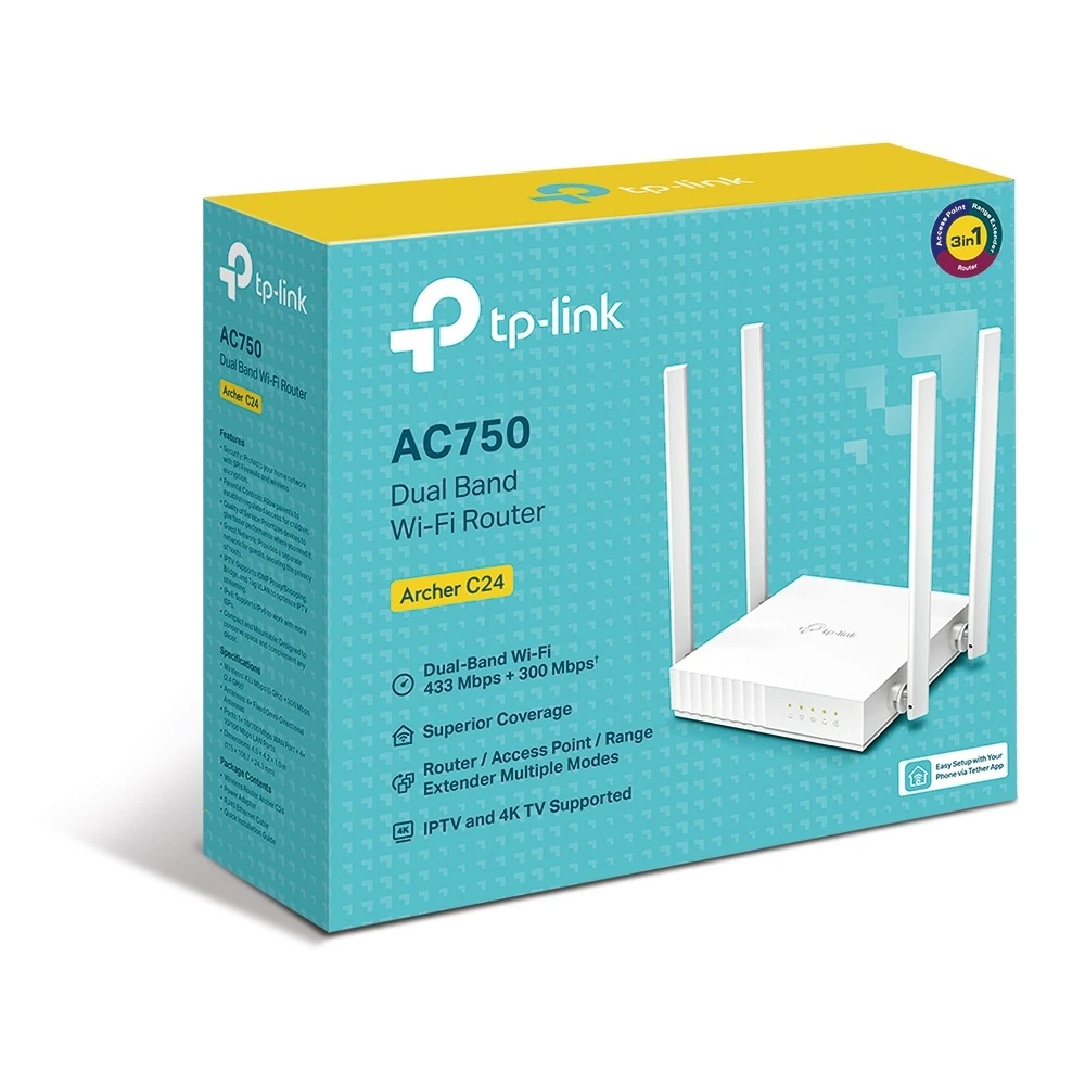 TP-Link AC750 / C24 Dual Band WiFi 433Mbps+300 ميجابت في الثانية