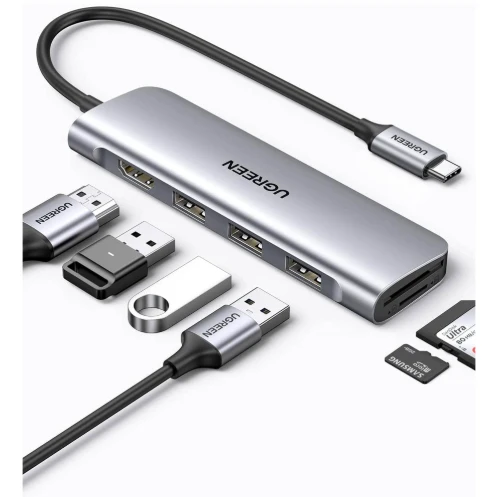 UGREEN 6 في 1 -20956A (3*USB-A -HDMI-SD CARD-TF CARD) محول متعدد الوظائف
