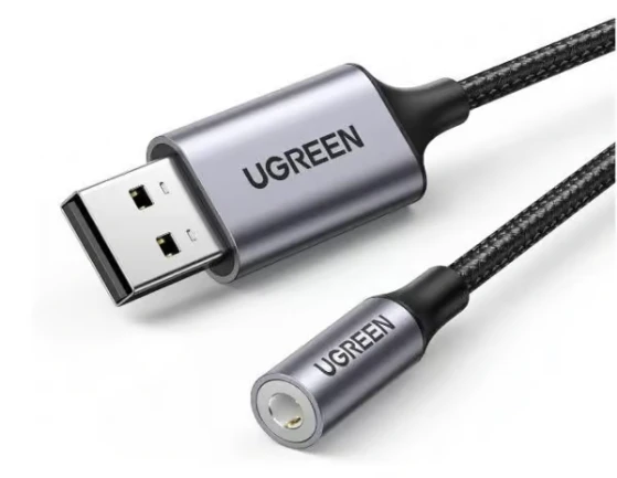 Ugreen 30757 USB 2.0 إلى 3.5 ملم محول الصوت