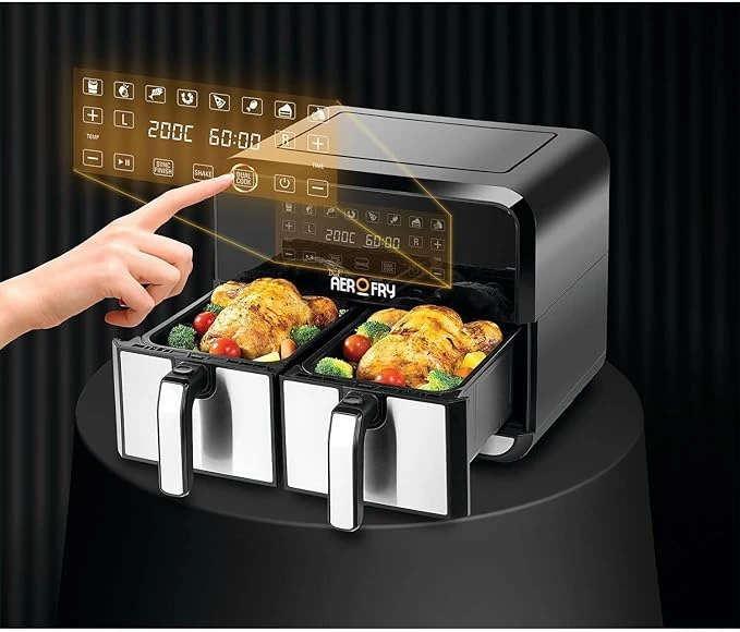 Black & Decker Digital Dual Zone Air Fryer 1700W 4L+4L Brilling ، Broiling ، Roasting ، and Baking DZAF1700-B5