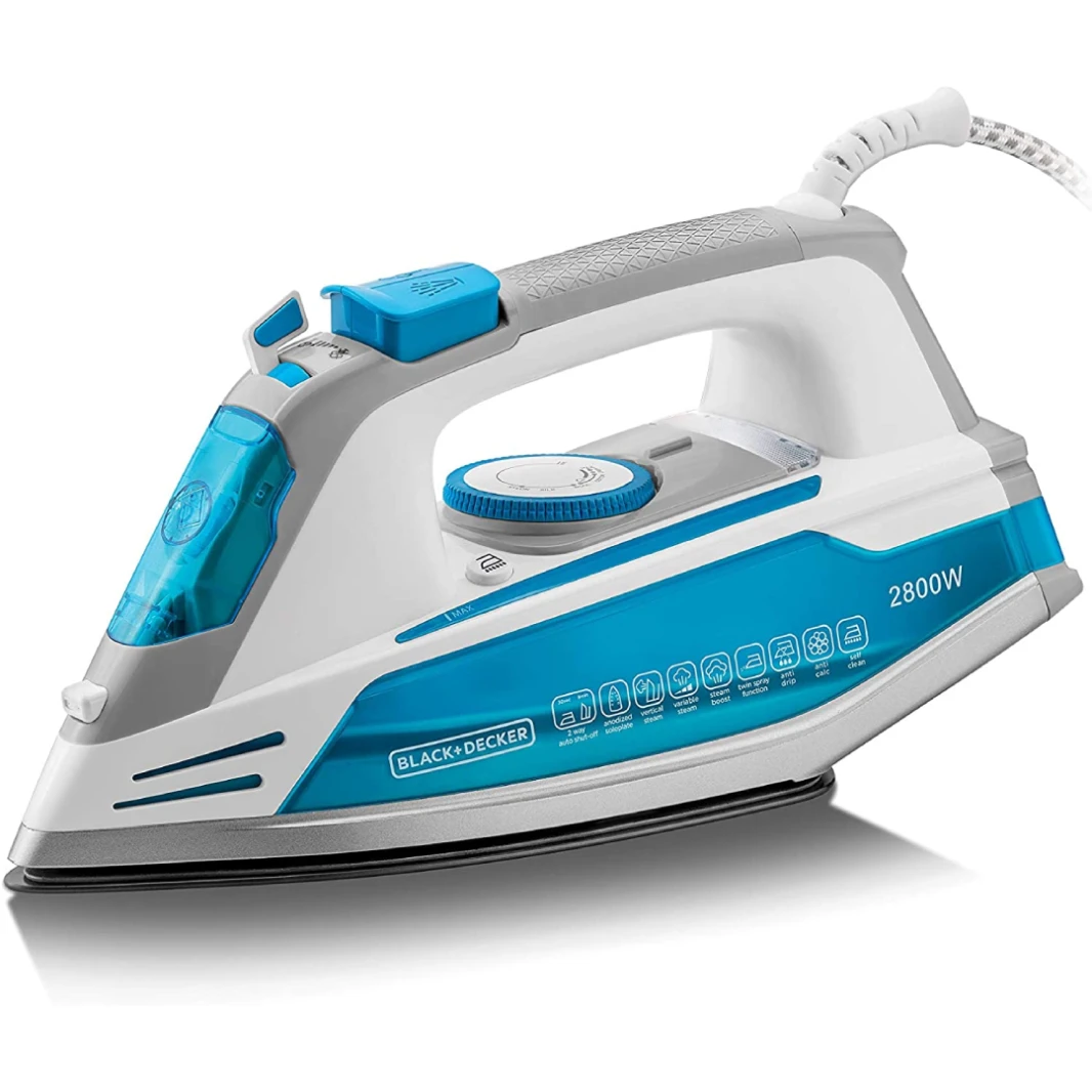 Black & Decker steam iron with automatic shut-off and anti-drip, 2800 watts