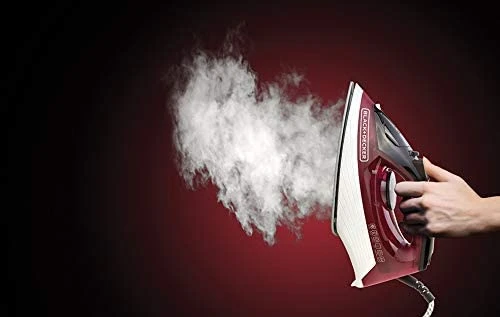 الحديد البخاري Black & Decker مع وظيفة مضادة للانحدار ، أحمر ، 1600 واط