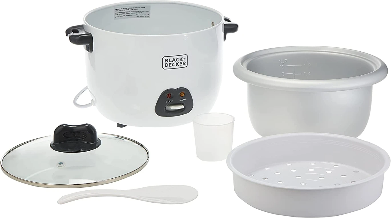 طباخ الأرز الأسود وديككر 1.8L أبيض