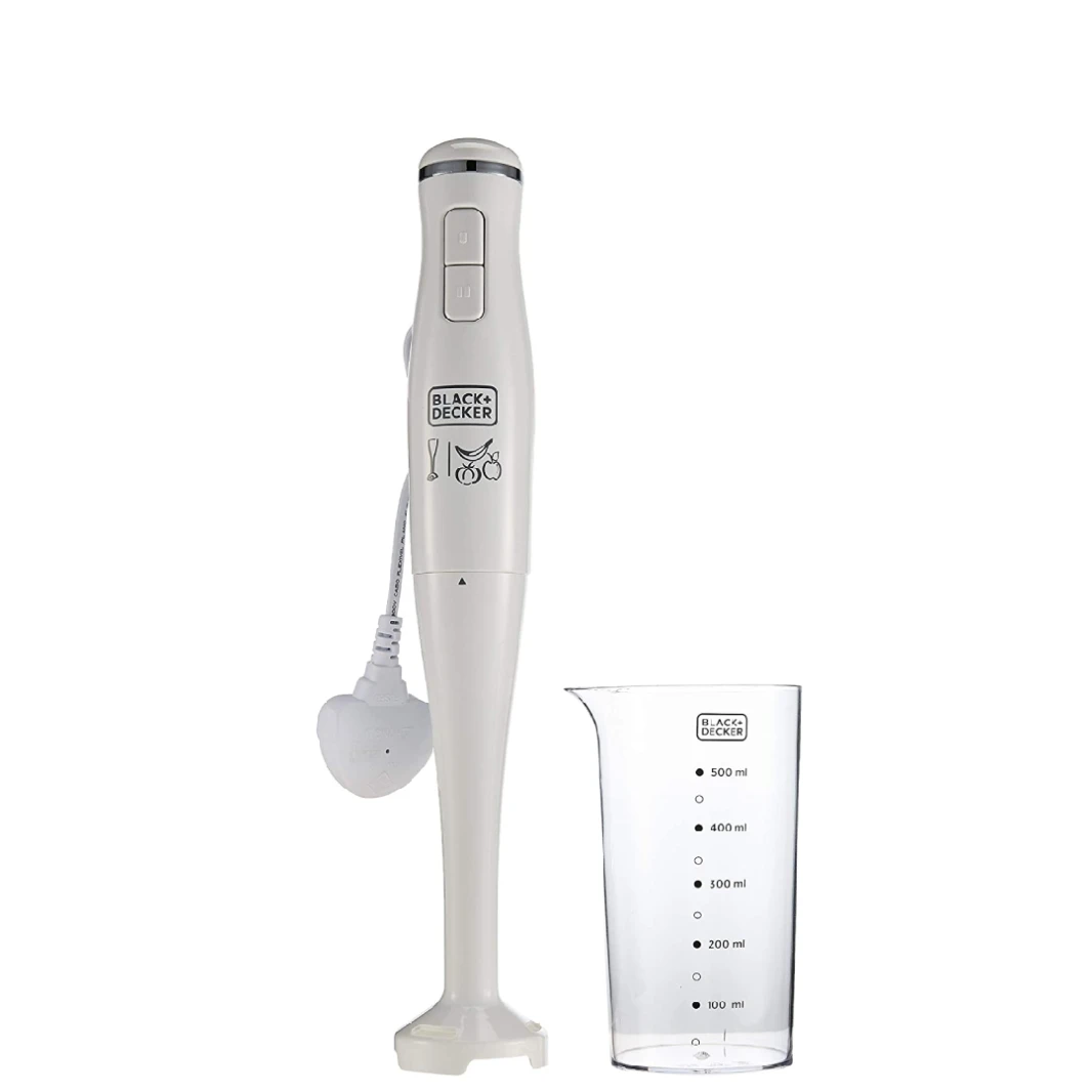 Black & Decker hand blender with glass measuring cup, 2 speeds - 300 watts
