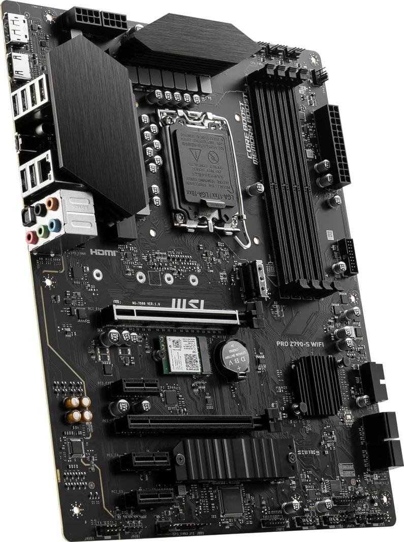 MSI PRO Z790-S WiFi ProSeries Motherboard (Supports 12th/13th/14th Gen Intel Processors, LGA 1700, DDR5, PCIe 5.0, M.2, 2.5Gbps LAN, USB 3.2 Gen2, HDMI/DP, Wi-Fi 6E, Bluetooth 5.3, ATX)