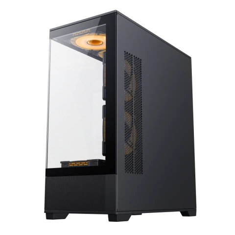 GAMEMAX Vista AB Mid Tower Case, Tempered Glass Side & Front Panel, Supports (ETAX, ATX, Micro ATX, Mini ATX), 6x ARGB Fans with Remote Controller & RGB HUB - Black