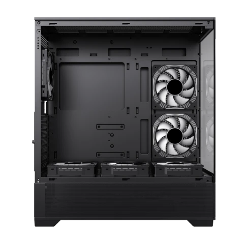 GAMEMAX Vista AB Mid Tower Case, Tempered Glass Side & Front Panel, Supports (ETAX, ATX, Micro ATX, Mini ATX), 6x ARGB Fans with Remote Controller & RGB HUB - Black