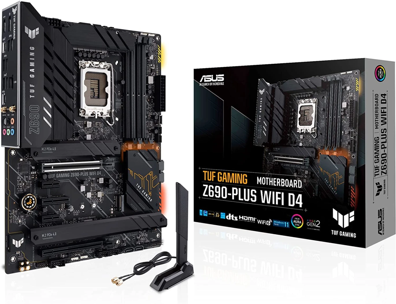 ASUS TUF Gaming Z690-Plus D4 Intel® Z690 LGA 1700 (Intel® 12th Gen) ATX Gaming Motherboard ، 15 مرحلة من مراحل الطاقة DRMOS ، PCIE® 5.0 ، DDR4 ، أربعة M.2 فتحات ، Wi-Fi 6 و Intel® 2.5 GB Ethernet ، HD
