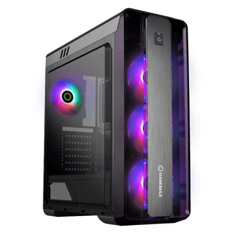 GAMEMAX Moonlight-FRGB BK Mid Tower Case, Acrylic Side & Front Panel, Supports (ATX, Micro ATX), 4x FRGB Fans - Black