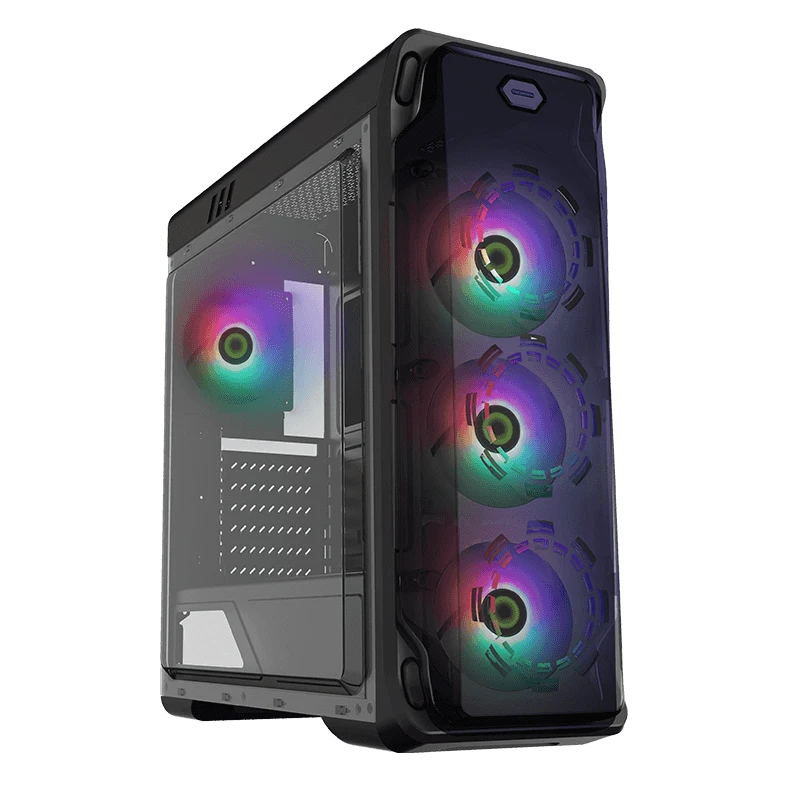 GAMEMAX Starlight FRGB Black Mid Tower Case, Transparent Acrylic Side & Front Panel, Supports (ATX,Micro ATX, Mini ATX), 4x FRGB Fans - Black