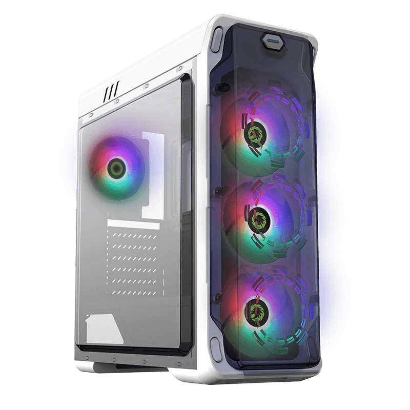 GAMEMAX Starlight FRGB Mid Tower Case, Transparent Acrylic Side & Front Panel, Supports (ATX,Micro ATX, Mini ATX), 4x FRGB Fans - White