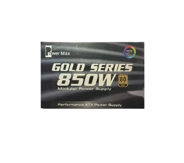 Power Max Gold Series 850W, 80 PLUS Gold Efficiency, 120mm RGB Fan, Sleeved Cables, Full-Modular ATX Power Supply - Black