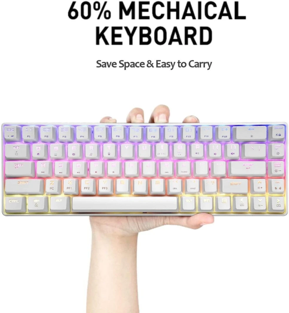 HAING HI-MKB68 60% Mechanical Gaming Keyboard Type-C Wired RGB 68 Key for Laptop PC Gamer BLACK/WHITE