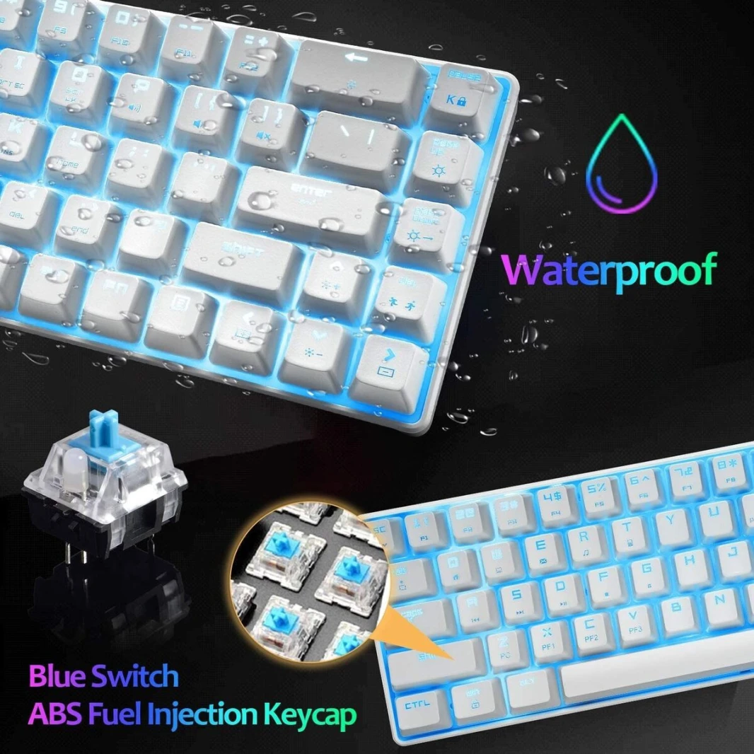 HAING HI-MKB68 60% Mechanical Gaming Keyboard Type-C Wired RGB 68 Key for Laptop PC Gamer BLACK/WHITE