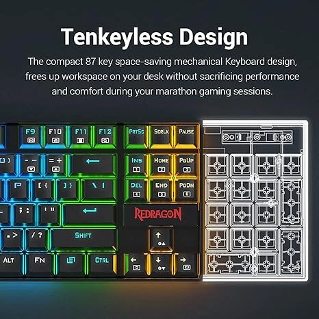 Redragon K552-RGB-BA-1 Mechanical Gaming Keyboard and Mouse Combo Wired RGB LED Backlit 60% with Arrow Key Keyboard & 7200 DPI Mouse