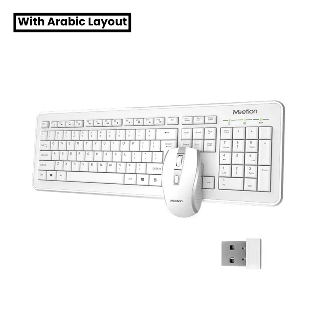 MeeTion MT-C4120 Computer Wireless Keyboard and Mouse Bundle BLACK/WHITE
