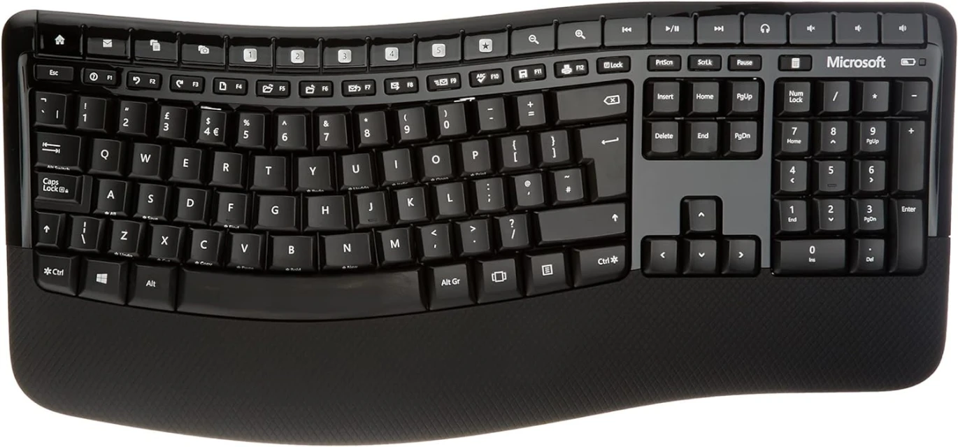 Microsoft Wireless Comfort 5050 Desktop Keyboard and Mouse Kit, Advanced Encryption Standard, Ergonomist-approved comfort curve design - Black