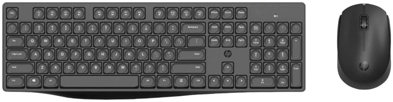 HP CS10 Wireless Keyboard Mouse Combo, 2.4 GHz Wireless Connection, Ergonomic Design, Energy and Electricity Saving, Plug and Play, Intelligent Dormancy, Drop Key Cap, 1600 dpi - Black