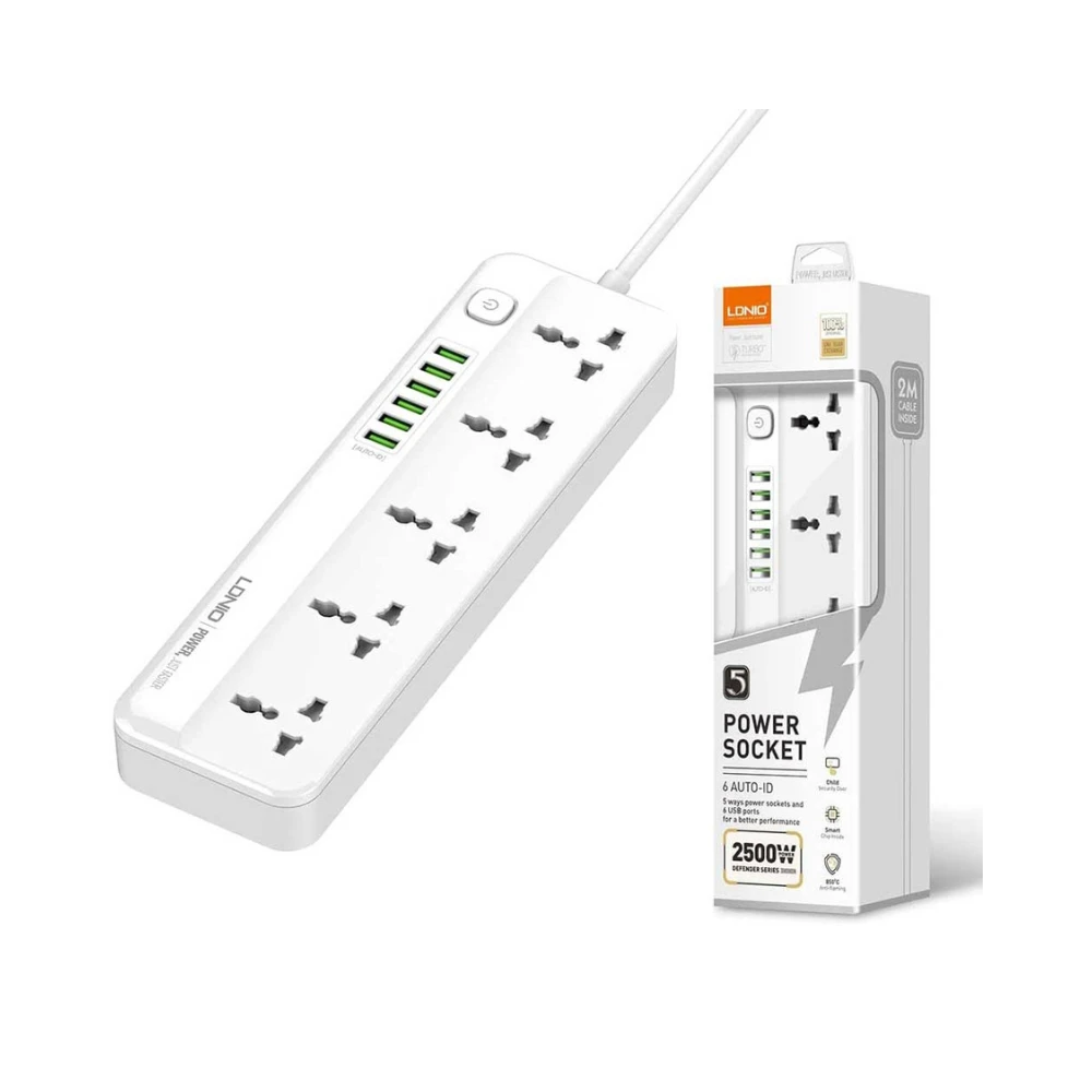 Ldnio Sc5614 Power Strip Surge Protector With 5 Ac Outlets And 6 Usb Charging Ports Power Socket