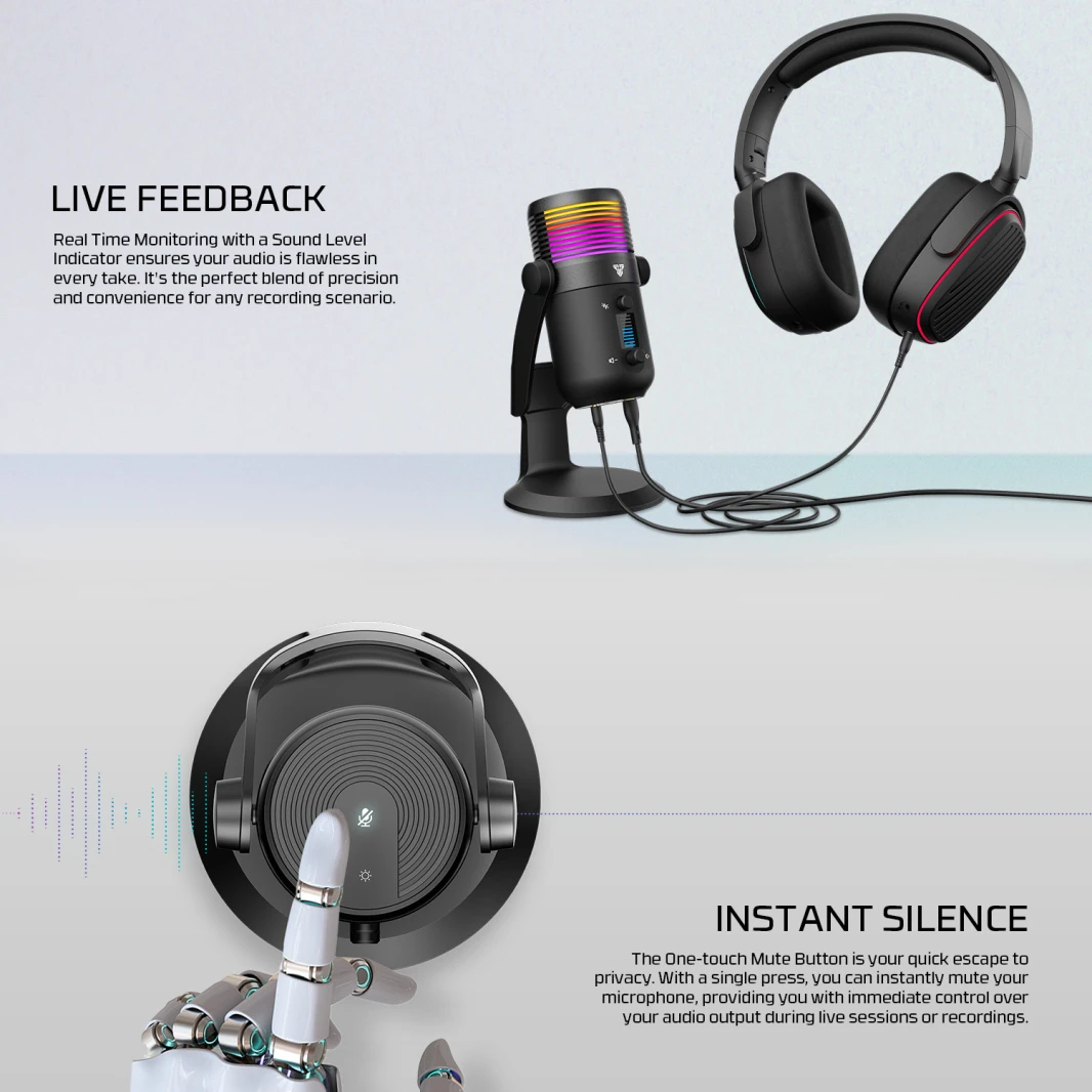 FANTECH MCX03 LEVIOSA MAX CONDENSER MICROPHONE (MODEL NUMBER: MCX03 MICROPHONE TYPE: Condenser CAPSULE SIZE: 16mm POLAR PATTERN: Cardioid FREQUENCY RESPONSE: 20Hz – 20 kHz S/N RATIO: 85dB MAXIMUM SPL: