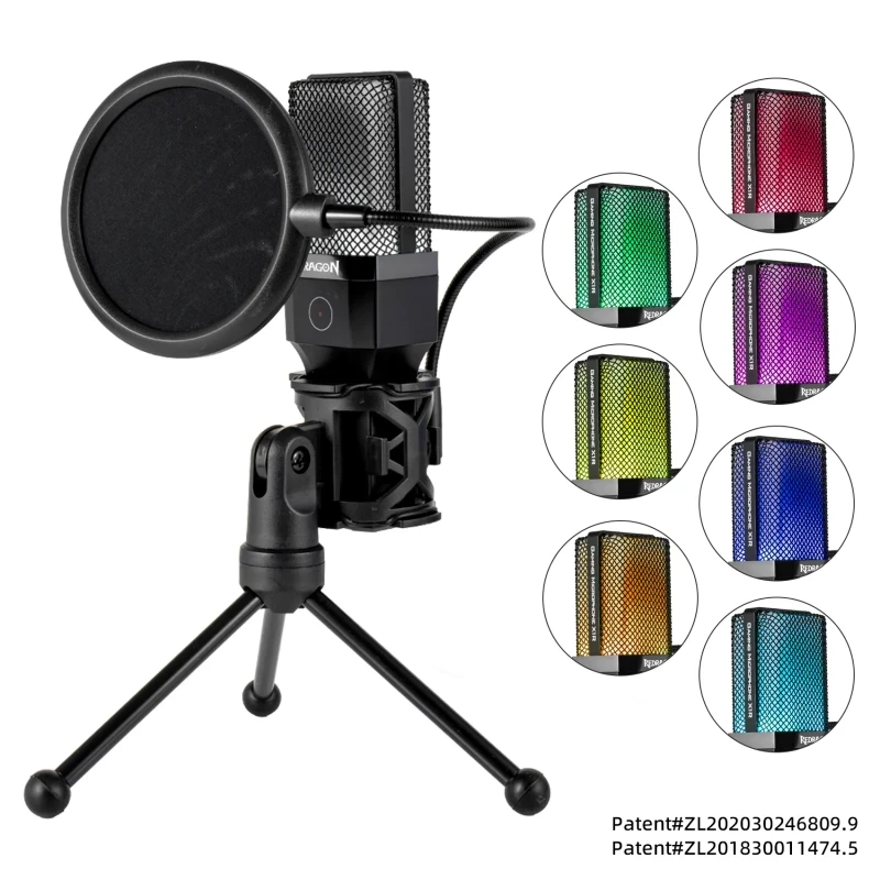 Redragon Adne GM212 Streaming Microphone (Polar Pattern: Cardioid Connectivity: USB Stand: Adjustable and sturdy Volume Control: Yes, built-in knob Setup: Plug and play, no drivers needed Design: Comp