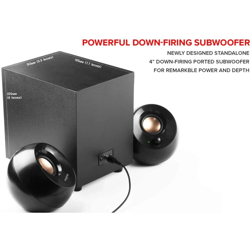 Creative Pebble Plus 2.1 USB Powered Desktop Speakers Far Field Drivers Powerful lowering subwoofer | The Creative Pebble Plus features a new independent 4 '' design for remarkable power and depth, pr