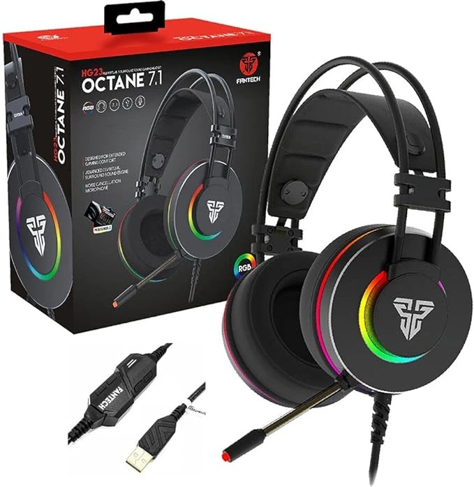 Fantech HG23 Octane 7.1 Virtual Surrounded Software| RGB LED Gaming Headset|Full Control | USB Interface | For Computer