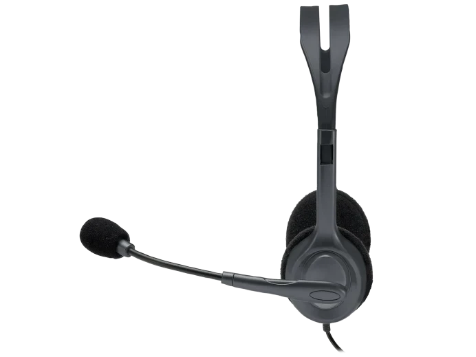 Logitech H111 Stereo Headset - Noise-cancelling Noise-cancelling microphone reduces room noise for clearer Internet calls , Full stereo sound for your music, movies and games , Rotating microphone boo