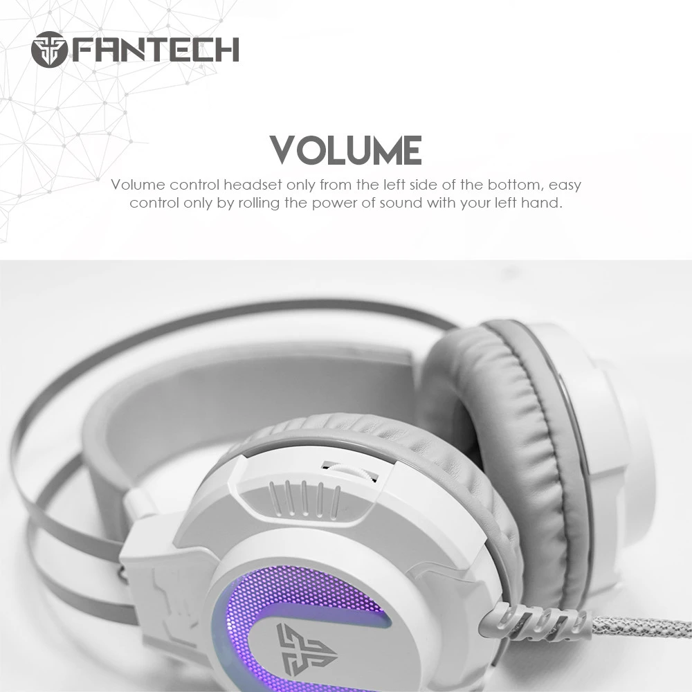 FANTECH HG17s Visage II Space Edition Gaming Headset with Surround Sound USB LED Light Stereo Headphones with Noise Canceling Mic for Laptop/PC Game