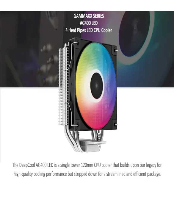 DEEPCOOL AG400 LED SINGLE TOWER 120 MM CPU AIR COOLER