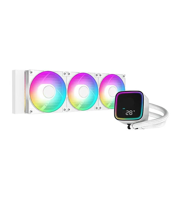 DEEPCOOL LS720 SE Digital Liquid Cooler CPU 360mm,4th Gen Dual-Chamber Pump 3100RPM Anti-Leak Tech with ARGB Fans-WHITE