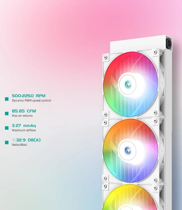 DEEPCOOL LS720 SE Digital Liquid Cooler CPU 360mm,4th Gen Dual-Chamber Pump 3100RPM Anti-Leak Tech with ARGB Fans-WHITE
