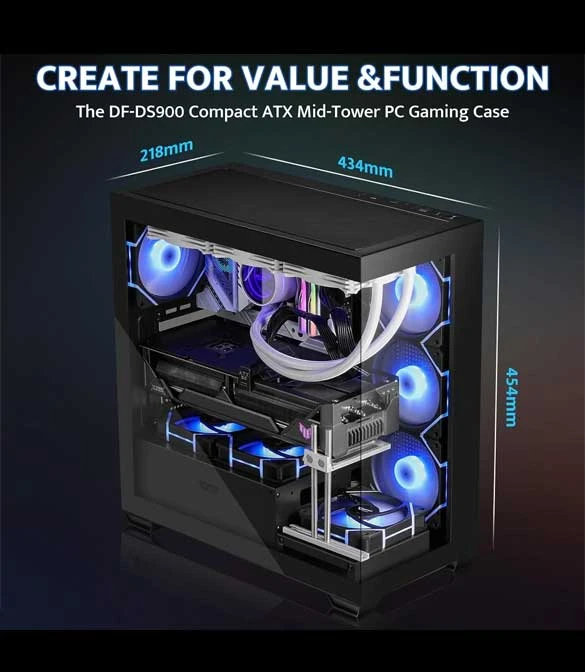 DarkFlash (DS900) ATX Mid-Tower PC Case 6fan ARGB