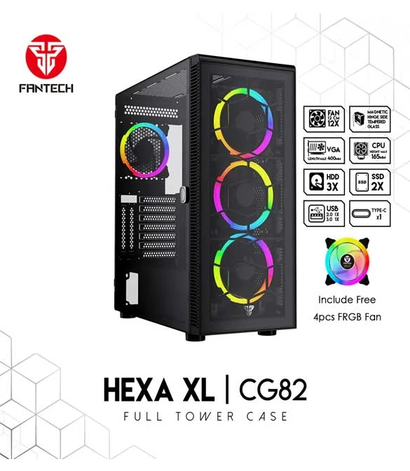 Hexa XL CG82 Full Tower Case With Free 4 PCs FRGB Fan