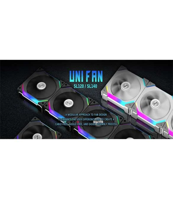 LIAN LI UNI FAN SL120 3 PACK WHITE - WITH CONTROLLER (ARGB 120MM LED PWM DAISY-CHAIN)