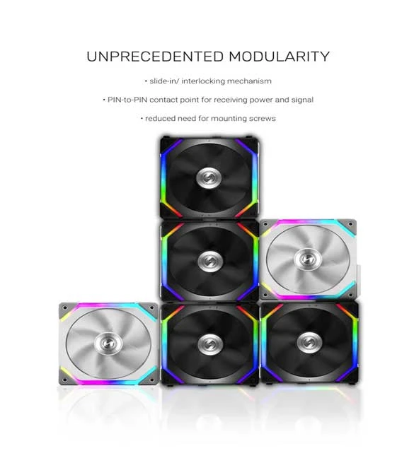 LIAN LI UNI FAN SL120 3 PACK WHITE - WITH CONTROLLER (ARGB 120MM LED PWM DAISY-CHAIN)