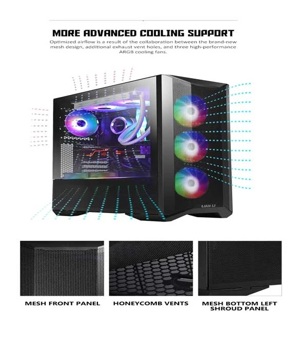LIAN LI LANCOOL II MESH C HIGH AIRFLOW MESH FRONT PANEL ARGB 3 PWM FANS USB TYPE-C ( WHITE)