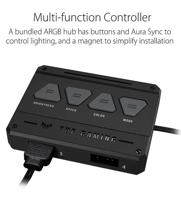 ASUS TUF GAMING TF120 ARGB TRIPLE FAN KIT W/ CONTROLLER 3PIN LEDS BLADE 120MM PWM CONTROL FOR COMPUTER -WHITE