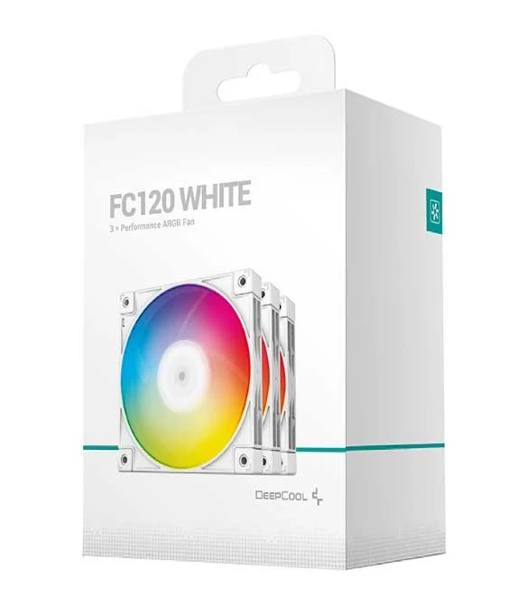 DEEPCOOL FC120 WHITE 3X120MM 1800RPM DAISY CHAIN RGB 5V-3PIN PWM COOLING FANS QUIET
