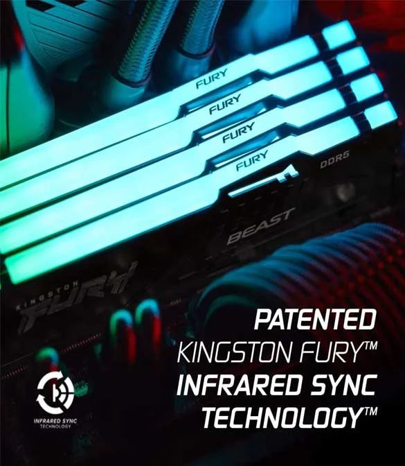 KINGSTON FURY BEAST RGB 16GB 5200MHZ DDR5 DESKTOP MEMORY SINGLE MODULE