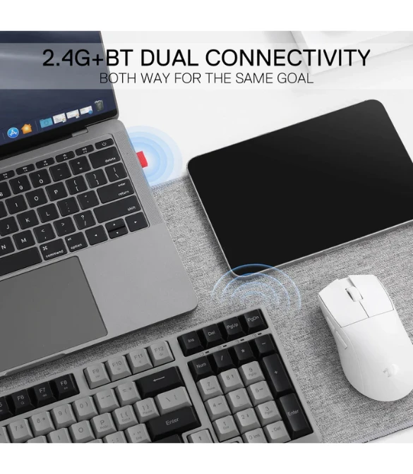 REDRAGON BK7114 Scissor Mechanism Slim Wireless Keyboard - WHITE GRAY