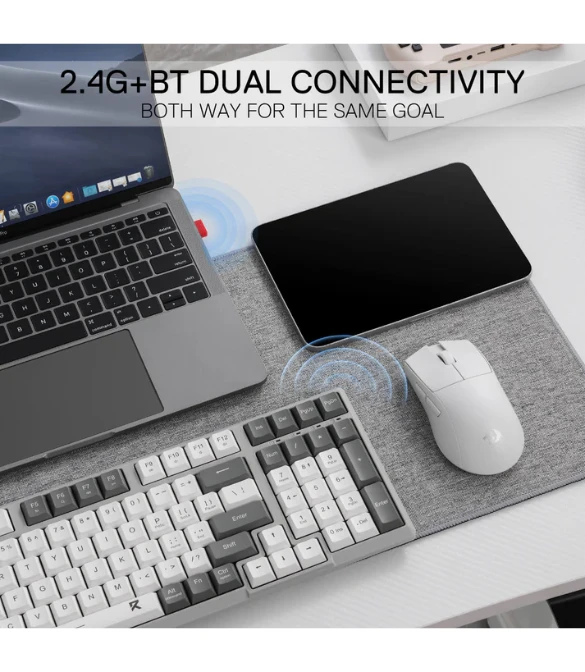 REDRAGON BK7114 Scissor Mechanism Slim Wireless Keyboard - WHITE GRAY