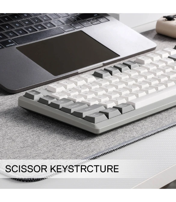 REDRAGON BK7114 Scissor Mechanism Slim Wireless Keyboard - WHITE GRAY