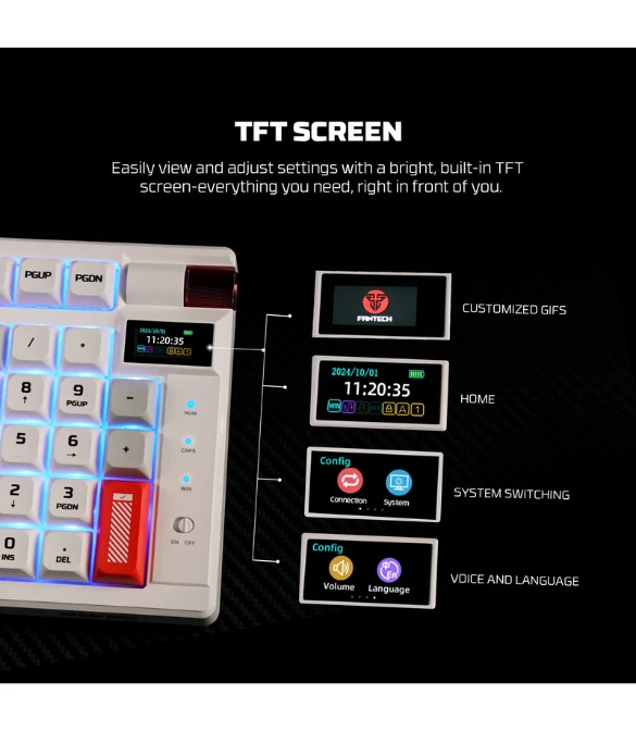 FANTECH MK918 ATOM PRO97 WIRELESS MECHANICAL GAMING KEYBOARD WHITE - RED SWITCH