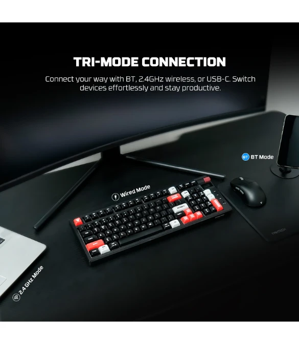 FANTECH MK918 ATOM PRO97 WIRELESS MECHANICAL GAMING KEYBOARD WHITE - BLUE SWITCH