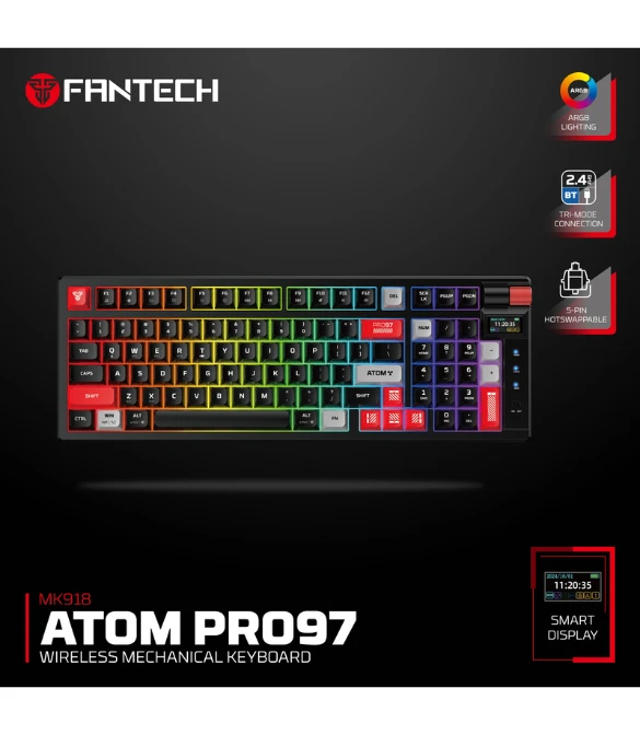 FANTECH MK918 ATOM PRO97 WIRELESS MECHANICAL GAMING KEYBOARD BLACK - BLUE SWITCH