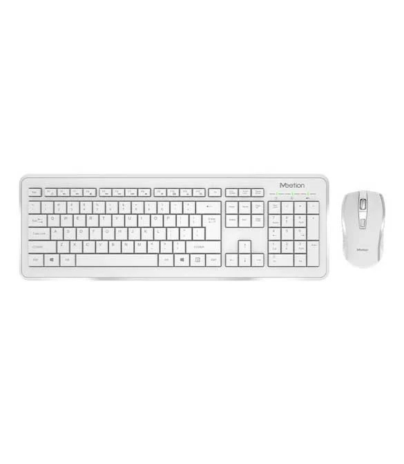 MeeTion MT-C4120 Computer Wireless Keyboard and Mouse Bundle -White