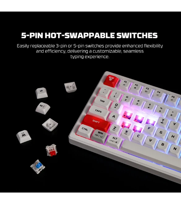 FANTECH MK917 ATOM PRO79 WIRELESS MECHANICAL GAMING KEYBOARD White - BLUE SWITCH