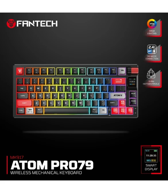 FANTECH MK917 ATOM PRO79 WIRELESS MECHANICAL GAMING KEYBOARD White - BLUE SWITCH